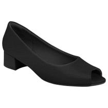 Sapato Feminino Peep Toe Napa Preto Comfort Piccadilly 114046-56