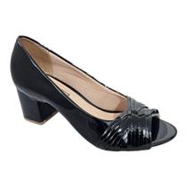Sapato Feminino Peep toe Salto Baixo Confortável Bico Aberto Sapato Feminino Peep toe Salto Baixo Confortável Bico Aberto