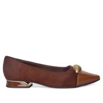 Sapato Feminino Piccadilly Camurça Marrom/Dourado Sapato Feminino Piccadilly Camurça Marrom/Dourado