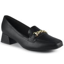 Sapato Feminino Piccadilly Loafer Bico Quadrado Salto Bloco