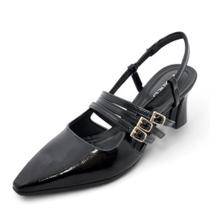 Sapato Feminino Piccadilly Salto Medio REF: 764008 VERNIZ