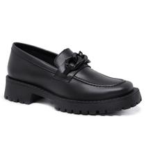 Sapato Feminino Plataforma Mocassim Estilo Oxford Fivela Trançada