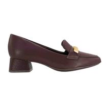 Sapato feminino salto baixo grosso piccadilly marrom -