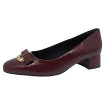 Sapato Feminino Salto Bloco Conforto Verniz Comfortflex