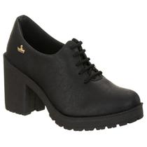 Sapato Feminino Salto Grosso Oxford Amarrar