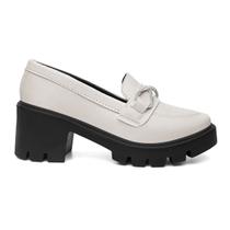 Sapato Feminino Salto Médio Confortável Oxford Branco Social Sapato Feminino Salto Médio Confortável Oxford Branco Social