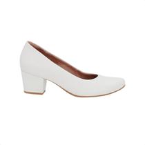 Sapato Feminino Salto Médio Grosso Usaflex Branco