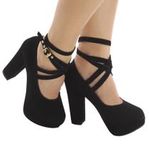 Sapato Feminino Sandália Boneca Meia Pata Nobuck Preto Gv25