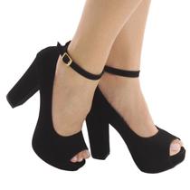 Sapato feminino sandália meia pata salto grosso preto er0040 - Emilia Ribeiro