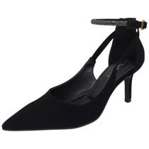 Sapato Feminino Scarpin Elegante Bico Fino Strass Bebecê