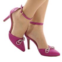 Sapato Feminino Scarpin Fucsia com Fechamento em Fivela-GV 588