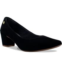 Sapato Feminino Scarpin Nobuck Bico Fino Salto Grosso A2.14A Sapato Feminino Scarpin Nobuck Bico Fino Salto Grosso A2.14A