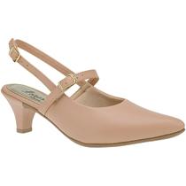 Sapato Feminino Scarpin Salto Baixo Fino Sapato SlingBack Retrô Clássico 205-01