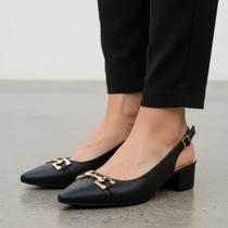 Sapato Feminino Scarpin Salto Baixo Slingback Modare Tamanho:35Cor:Preto Sapato Feminino Scarpin Salto Baixo Slingback Modare Tamanho:35Cor:Preto