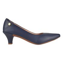 Sapato Feminino Scarpin Salto Baixo Social Fosco Marinho