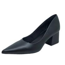 Sapato Feminino Scarpin Salto Bloco Couro Conforto Lia Line