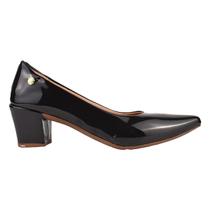 Sapato Feminino Scarpin Salto Bloco Social Verniz Preto - Lizeshoes