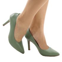 Sapato Feminino Scarpin Salto Fino Alto Napa Verde Esmeralda