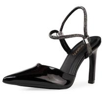 Sapato Feminino Scarpin Salto Fino Strass Elegante Bebecê