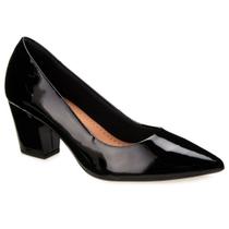 Sapato Feminino Scarpin Salto Grosso Verniz Usaflex Z7614 Sapato Feminino Scarpin Salto Grosso Verniz Usaflex Z7614
