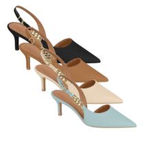 Sapato Feminino Scarpin Slingback Vizzano 1456.104 - Creme - 37