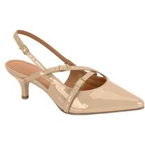 Sapato Feminino Scarpin Slingback Vizzano com Salto Baixo e Acabamento Elegante para o Dia a Dia