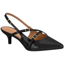 Sapato Feminino Scarpin Slingback Vizzano com Salto Baixo e Acabamento Elegante para o Dia a Dia