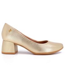 Sapato Feminino Scarpin Usaflex Salto Bloco Em Couro AK0301