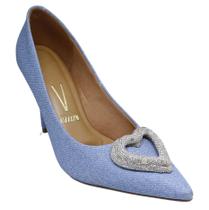 Sapato Feminino Scarpin Vizzano Coração de Strass Jeans 11841178 Sapato Feminino Scarpin Vizzano Coração de Strass Jeans 11841178