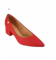 Sapato Feminino Scarpin Vizzano Salto Baixo Grosso 1220224 - Camurça Flex Preto