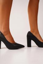 Sapato feminino scarpin vizzano salto bloco bico fino napa