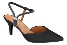 Sapato Feminino Scarpin Vizzano Salto Fino Tiras Brilhantes