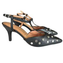 Sapato Feminino Scarpin Vizzano Slingback Tachas Brilho Sapato Feminino Scarpin Vizzano Slingback Tachas Brilho