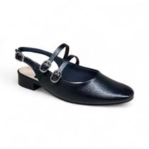 Sapato Feminino Slingback Ramarim 2415131 Original Salto Bloco Baixo Estilo Boneca