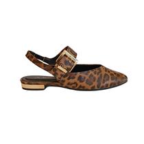 Sapato Feminino Slingback Rasteiro Print Onça T1128-333 Sapato Feminino Slingback Rasteiro Print Onça T1128-333