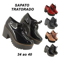 Sapato Feminino Tratorado Confort Plataforma Salto Alto Meia Pata MG701