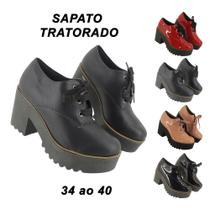 Sapato Feminino Tratorado Confort Plataforma Salto Alto Meia Pata MG701
