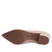 Sapato Feminino Vizzano Bico Fino Salto Bloco Bege