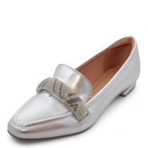 Sapato Feminino Vizzano Loafer REF: 1351107 METALIZADO-TIRA PRONTA STRASS