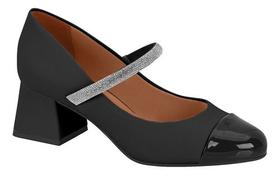 Sapato Feminino Vizzano Scarpin Boneca Fivela Strass Bicolor Sapato Feminino Vizzano Scarpin Boneca Fivela Strass Bicolor