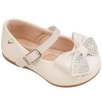 Sapato Festa Infantil Pampili Angel 04 Laço Strass Glitter Nude