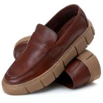 Sapato Iate Loafer Premium de Luxo Couro Solado Alto