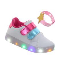 Sapato Infantil Menina com Luz Led Branco Pink e Pulseira Sapato Infantil Menina com Luz Led Branco Pink e Pulseira