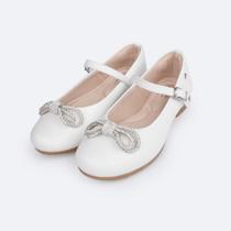 Sapato Infantil Pampili Angel Laço de Strass Branco