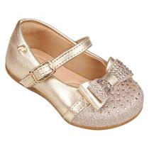 Sapato Infantil Pampili Angel Laço Strass Dourado 04.979