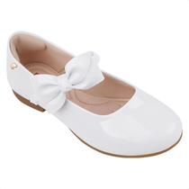 Sapato Infantil Pampili Festa Angel Laço Removível Branco Verniz