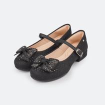 Sapato Infantil Pampili Lana Glitter Laço Preto 678.019