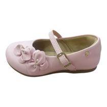 Sapato Infantil Pampili Mini Angel Flores e Pérolas Rosa Suspiro 4.01036