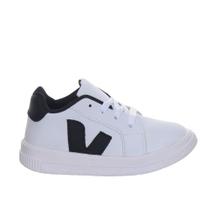 Sapato Infantil Tenis de Criança Menino em Cor Branco Preto Sapato Infantil Tenis de Criança Menino em Cor Branco Preto