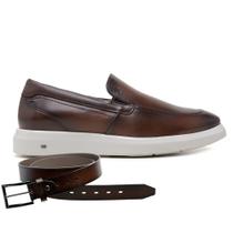 Sapato Jota Pe Casual Marrom em Couro Air + Cinto 91150 Sapato Jota Pe Casual Marrom em Couro Air + Cinto 91150